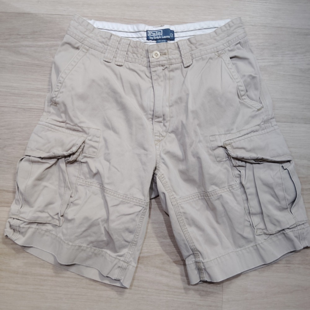 VTG Polo Ralph Lauren Shorts Mens Size 32 Khaki Cargo Pockets Utility